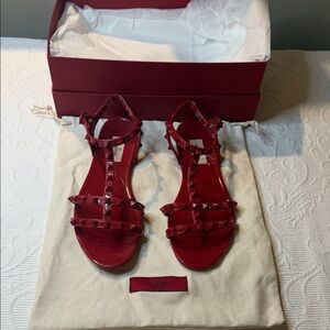 Valentino Garavani Red Studded PVC Sandals. Size 39.